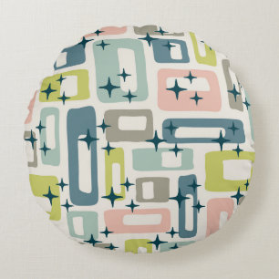 Retro Mid Century Modern Round Pillow