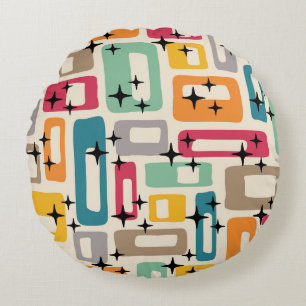 Retro Mid Century Modern Round Pillow