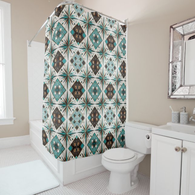 Retro Mid Century Modern Shower Curtain (In Situ)