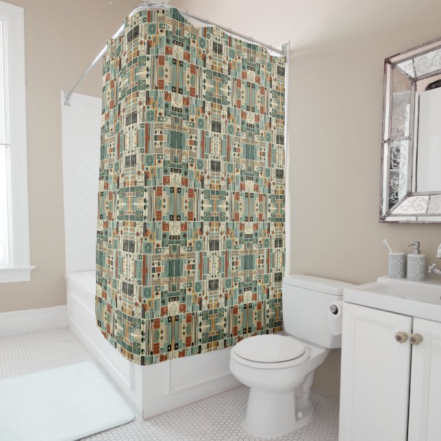Retro Mid Century Modern Shower Curtain (In Situ)