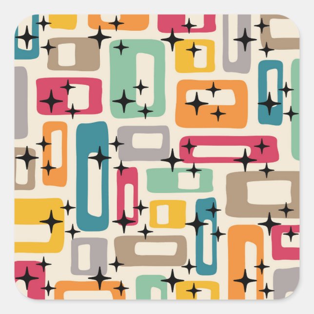 Retro Mid Century Modern Square Sticker (Front)