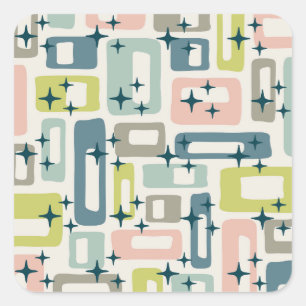Retro Mid Century Modern Square Sticker