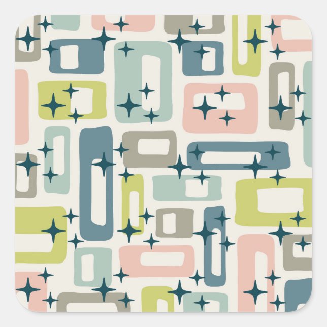 Retro Mid Century Modern Square Sticker (Front)