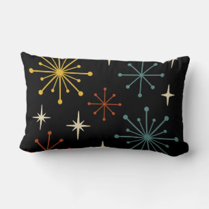 Retro Mid Century Modern Starburst Pattern Lumbar Pillow