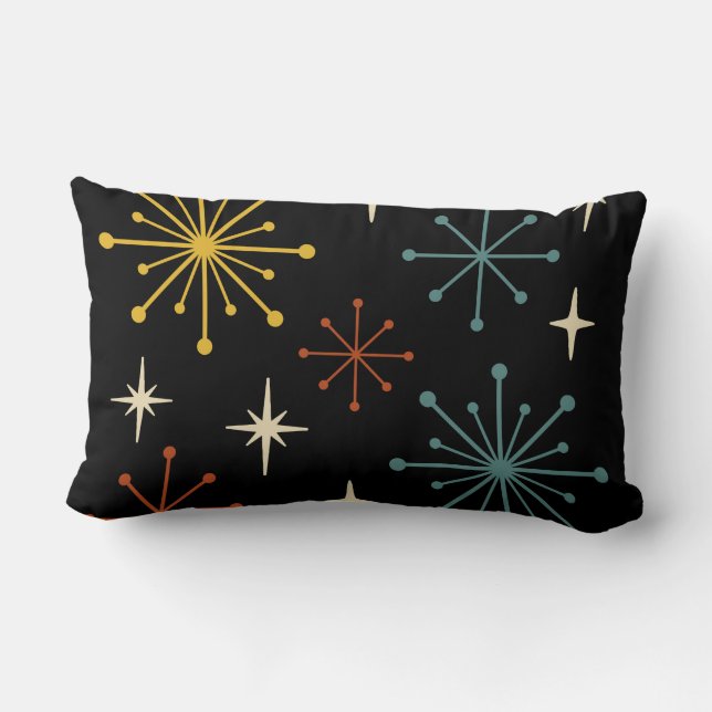 Retro Mid Century Modern Starburst Pattern Lumbar Pillow (Back)