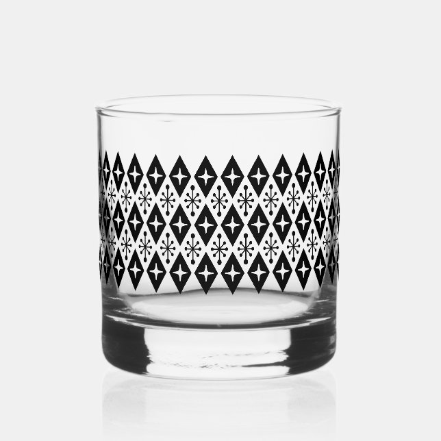 Retro Mid Century Modern Starburst Pattern Whiskey Glass (Front)