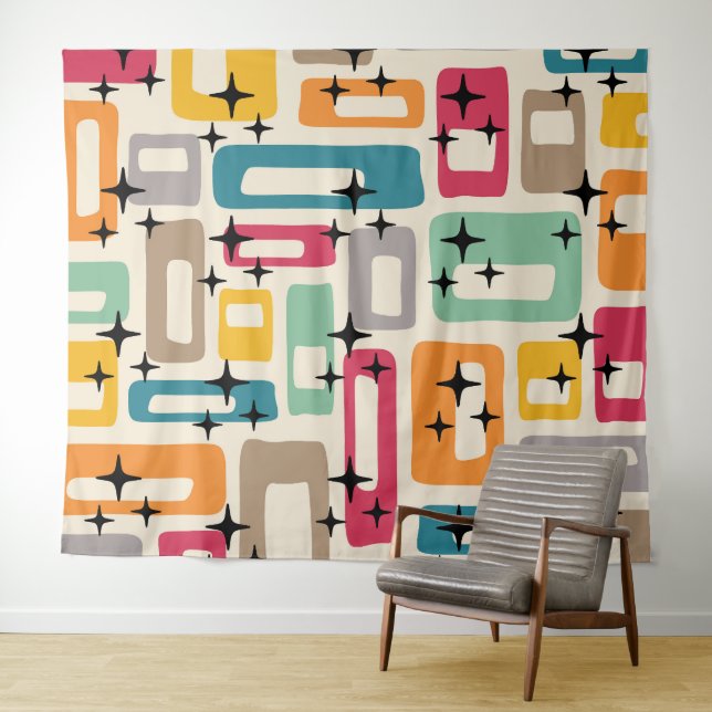 Retro Mid Century Modern Tapestry (In Situ (Horizontal))