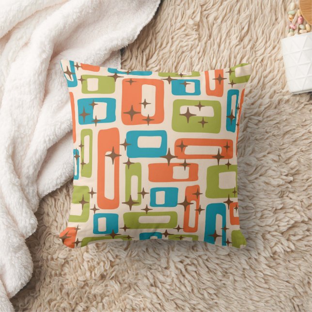 Retro Mid Century Modern Throw Pillow (Blanket)