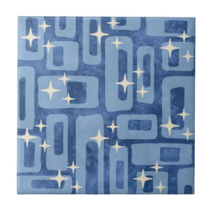 Retro Mid Century Modern Tie Dye Abstract Pattern Tile