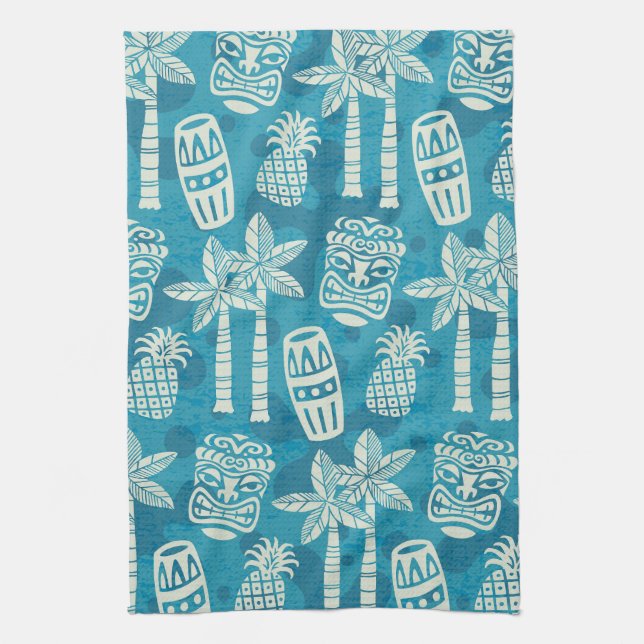 Retro Mid Century Modern Tiki Pattern Kitchen Towel (Vertical)