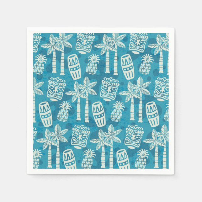 Retro Mid Century Modern Tiki Pattern Napkin (Front)