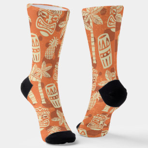 Retro Mid Century Modern Tiki Pattern Socks