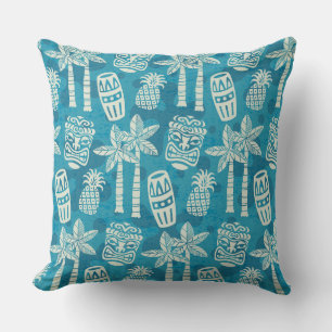 Retro Mid Century Modern Tiki Pattern Throw Pillow