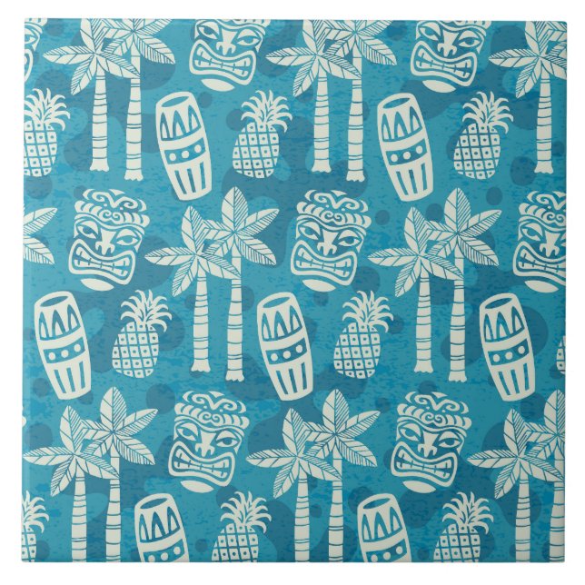 Retro Mid Century Modern Tiki Pattern Tile (Front)