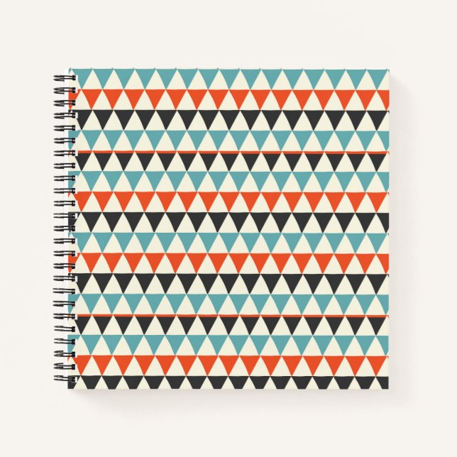 Retro Mid-Century Modern Triangle Pattern Notebook (Front)