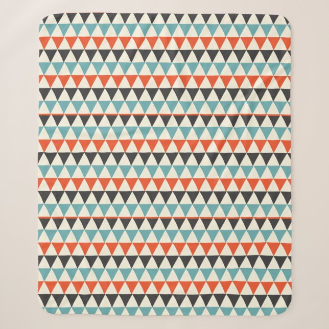 Retro Mid-Century Modern Triangle Pattern Sherpa Blanket (Front)