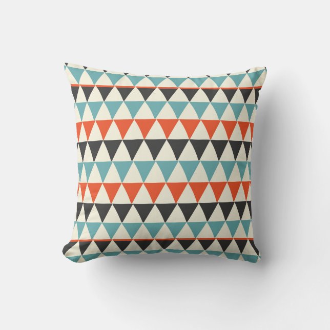 Retro Mid-Century Modern Triangle Pattern Throw Pillow (Front)