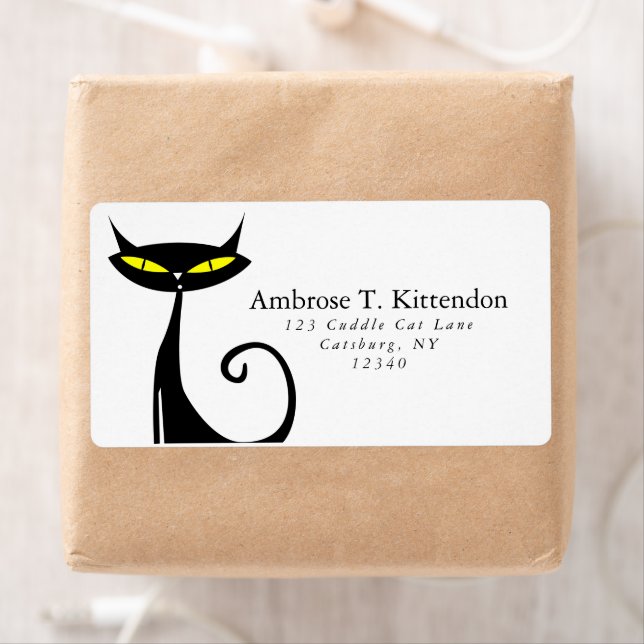 Retro Mid Century moderne Atomique 60s Chat noir (En situation)