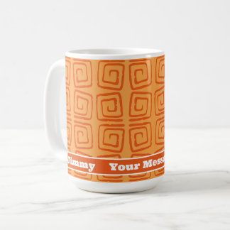 Retro Mid Century Orange Pattern Personalized  Coffee Mug
