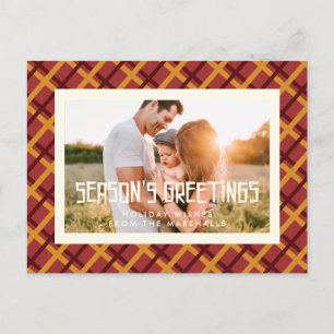 Retro mid century pattern Season's Greetings photo Postcard