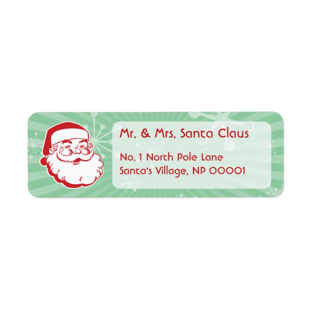 Retro Mid-Century Santa Claus Return Address Label (Front)