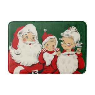 Retro Mid-Century Santa Family – Kitsch Claus Bath Mat
