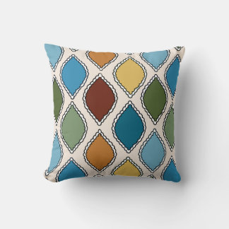 Retro Mid-Century Scalloped Diamond Pattern Throw Pillow