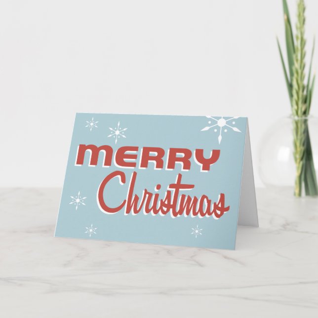 Retro Mid-Century Snowflake Christmas Card (Front)