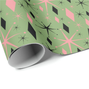 Retro Mid Century Starburst and Diamonds Wrapping  Paper