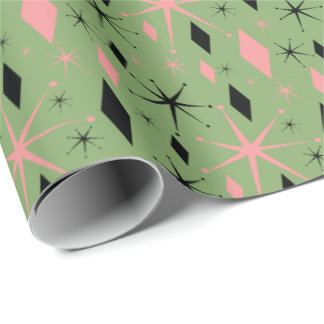 Retro Mid Century Starburst and Diamonds Wrapping  Paper