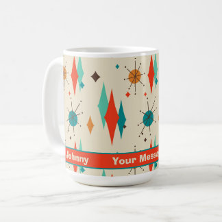 Retro Mid Century Starburst Diamond Personalized  Coffee Mug
