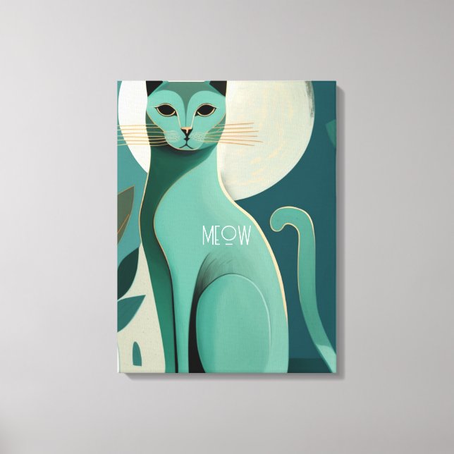 Retro Mid Century Style Cat Canvas Print (Front)