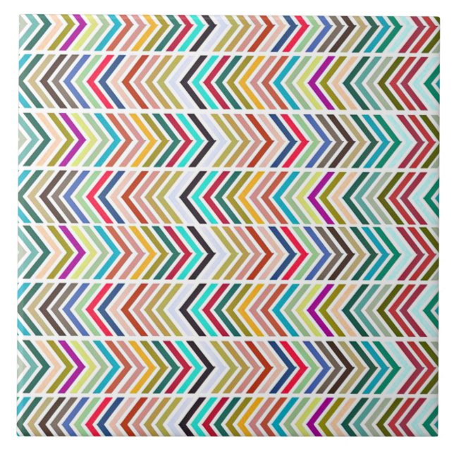 Retro Mid-Century Style Chevron Ceramic Tile (Front)