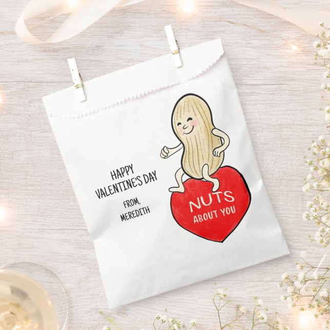 Retro Mid Century Style Nuts About You Valentine Favour Bag (Clipped)