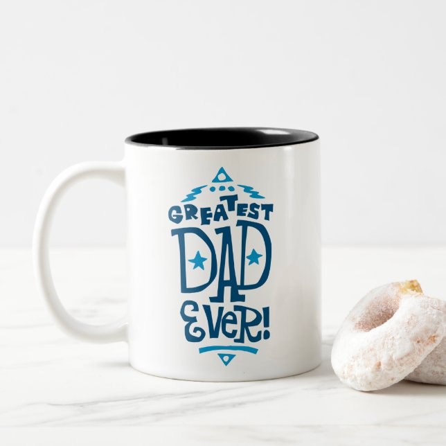 Retro mid-century type Greatest Dad Ever Mug (With Donut)