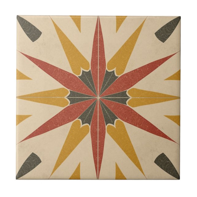 Retro Mid Century vintage Atomic Geometric Pattern Tile (Front)