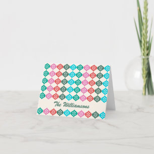 Retro Mid Mod Atomic Pattern Colourful Personalize Holiday Card