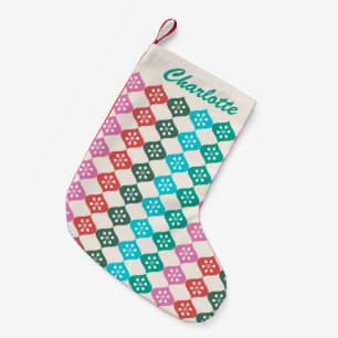 Retro Mid Mod Atomic Pattern Colourful Personalize Small Christmas Stocking