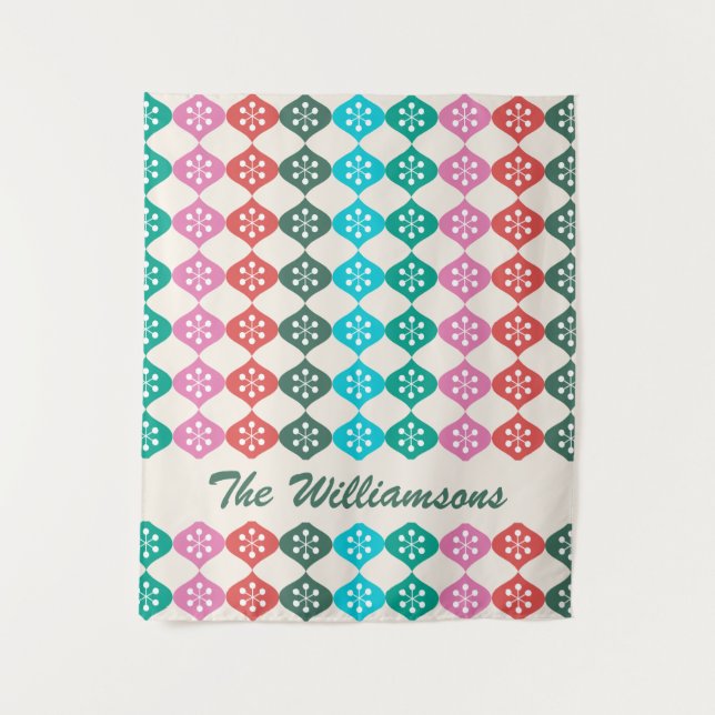 Retro Mid Mod Atomic Pattern Colourful Personalize Tapestry (Front)