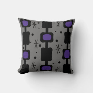 Retro Mid Mod Columns Boxes Indigo Throw Pillow