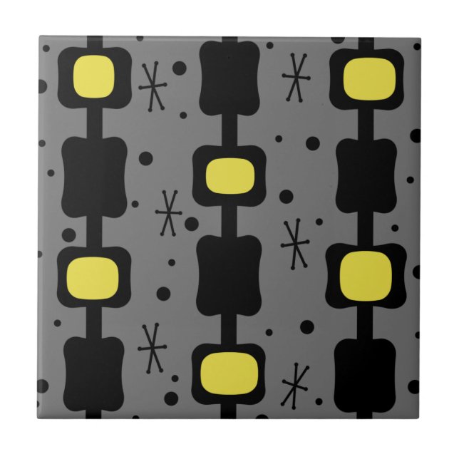 Retro Mid Mod Columns Boxes Yellow Tile (Front)