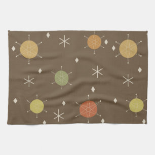 Retro Mid Mod Starburst Sky Multicolored Kitchen Towel