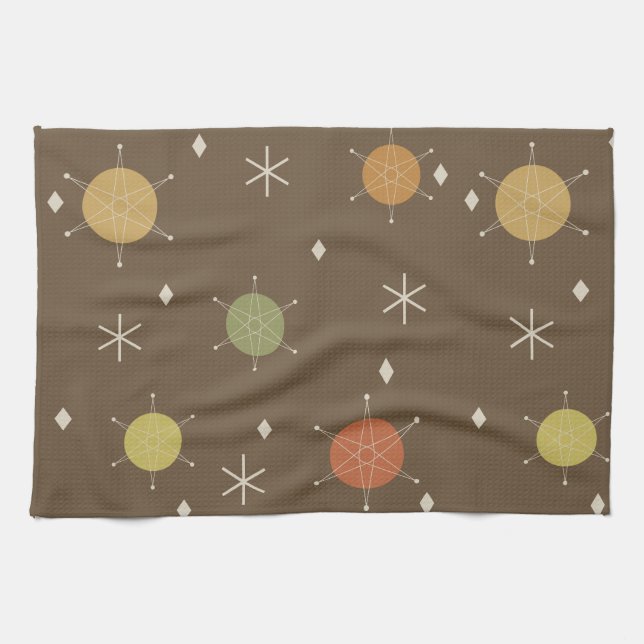 Retro Mid Mod Starburst Sky Multicolored Kitchen Towel (Horizontal)