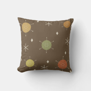 Retro Mid Mod Starburst Sky Multicolored Throw Pillow