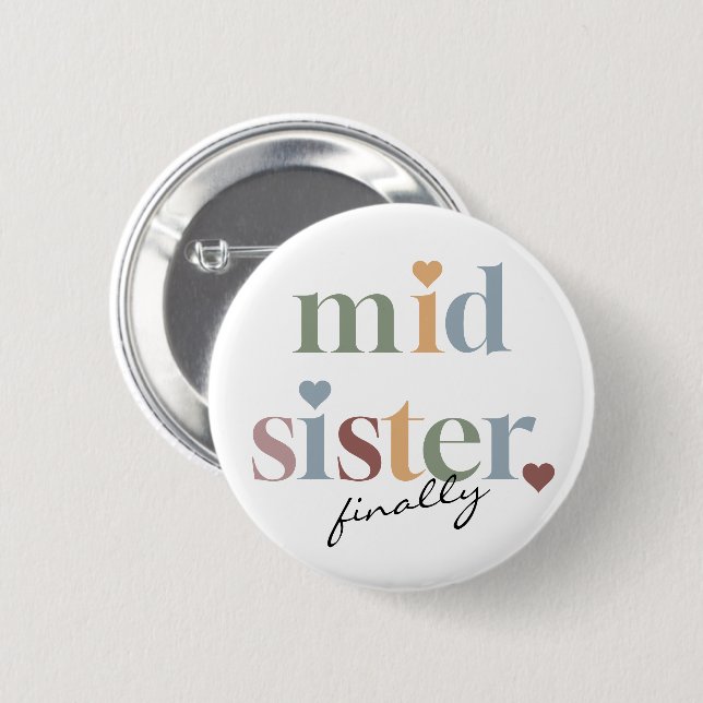 Retro Mid Sister 2 Inch Round Button (Front & Back)