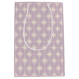 Retro Midcentury 50s Star Pattern in Lilac Medium Gift Bag