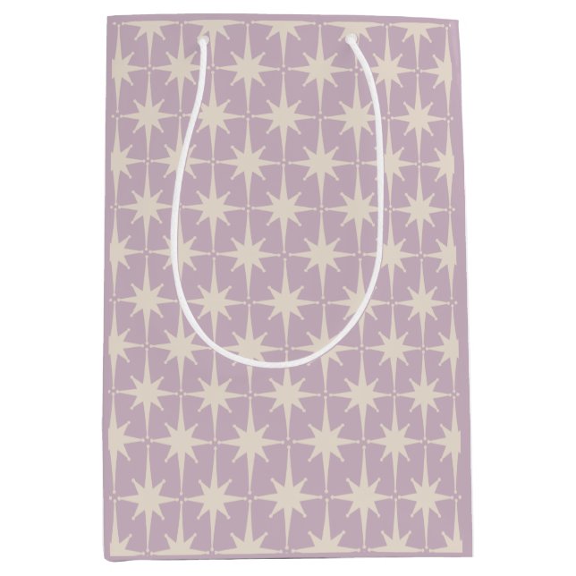 Retro Midcentury 50s Star Pattern in Lilac Medium Gift Bag (Front)
