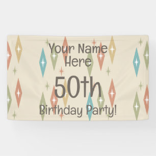 Retro Midcentury 50th Birthday Banner