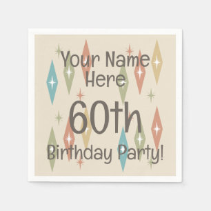 Retro Midcentury 60th Birthday Napkin