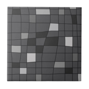 Retro Midcentury Art Warped Dark Grey Tile